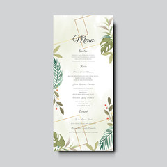 beautiful and elegant flower and leaves wedding invitation cards