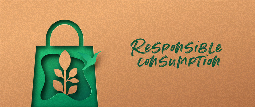 Responsible Consumption Green 3d Papercut Banner