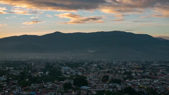 Sunrise over the mountains in Oaxaca timelapse