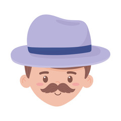 Avatar man cartoon with mustache and hat vector design