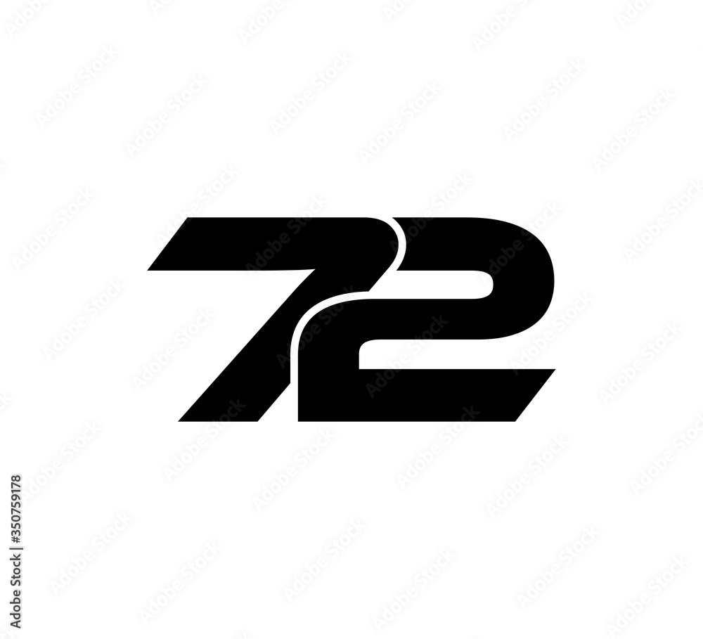 Sticker initial 2 numbers logo modern simple black 72