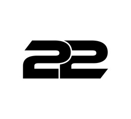 Initial 2 numbers Logo Modern Simple Black 22 - obrazy, fototapety, plakaty