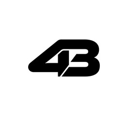 Initial 2 numbers Logo Modern Simple Black 43