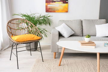 Interior of modern room with comfortable sofa
