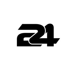 Initial 2 numbers Logo Modern Simple Black 24 - obrazy, fototapety, plakaty