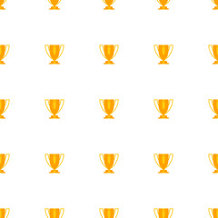 Golden trophy cup seamless pattern.