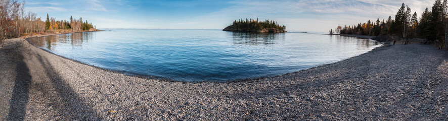 Pebble Beach and Ellingson Island on Lake Superior, Split Rock Lighthouse State Park,Two Harbors, Minnisota, USA