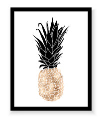 Gold pineapple on white background.