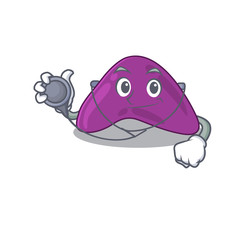 Smiley doctor cartoon character of adrenal with tools