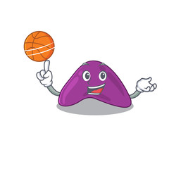 Sporty cartoon mascot design of adrenal with basketball