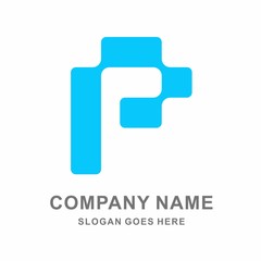 Fototapeta premium Monogram Letter P Square Pixel Business Company Stock Vector Logo Design Template 