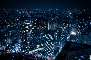 Naklejka na ściany i meble 東京都庁から見える高層ビル群の夜景