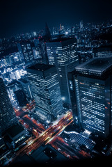 Fototapeta na wymiar 東京都庁から見える高層ビル群の夜景