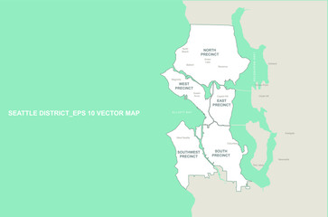 seattle map. vector map of seattle in washington state