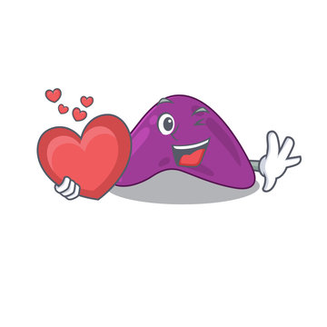 A sweet adrenal cartoon character style holding a big heart