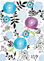 北欧風 木 手書き 線画 葉 葉っぱ 緑 イラスト フレーム 花 水彩 ナチュラル Wall Mural Okaka08