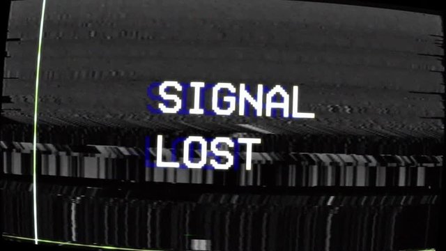 Signal lost on an analog signal in a TV. image with VHS signal interference and distortion. Unique Design Abstract Digital Animation Pixel Noise Glitch Error Video Damage
