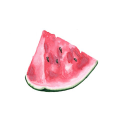 Watercolor illustration of a watermelon on a white background