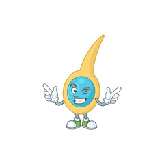 Cartoon drawing concept of clostridium tetani showing cute wink eye