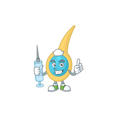 A humble Nurse clostridium tetani Cartoon character holding syringe