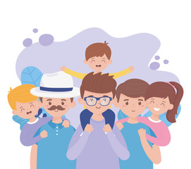 Fathers sons and daughters on fathers day vector design