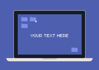Your text here, laptop monitor mockup, copy space template