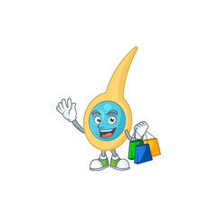 Happy rich clostridium tetani Caricature picture with shopping bags