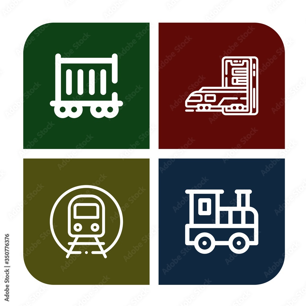 Poster Set of locomotive icons