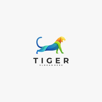 Vector Logo Illustration dog Color Gradient Colorful Style.