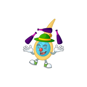 Clostridium tetani mascot cartoon design playing Juggling on circus