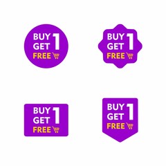 Buy 1 Get 1 Free - Sticker Design : Business Theme, Shopping Theme, Infographics and Other Graphic Related Assets.