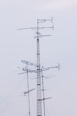 antenna on blue sky at ayutthaya thailand