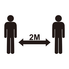 Safety distance Keep two metres away icon Coronavirus epidemic social advice vector illustration