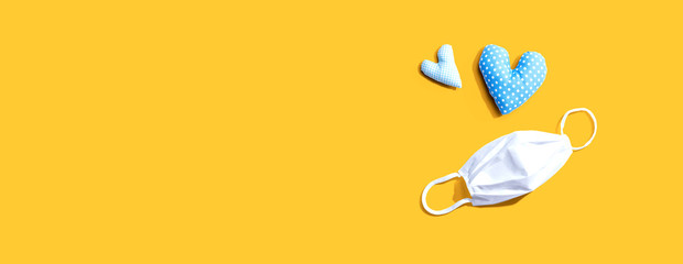 Medical worker appreciation theme with hearts and a face mask