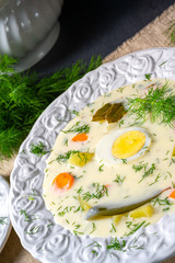 Dill soup with egg and fresh dill