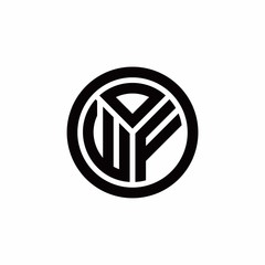 WF monogram logo with circle outline design template