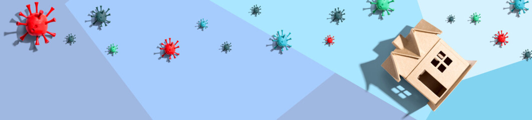 House with epidemic influenza and Coronavirus Covid-19 concept