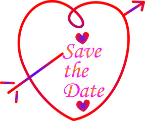 Save the date card design. Save the date text calligraphy vector lettering for wedding or love card. Vector Illustration 
