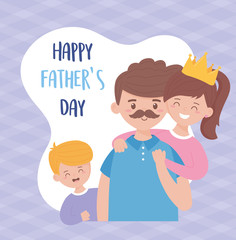 Father son and daughter on fathers day vector design