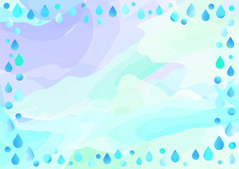 水彩　雨　水　フレーム