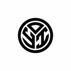 YI monogram logo with circle outline design template