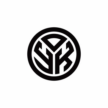 recommend clip art: YK monogram logo with circle outline design template