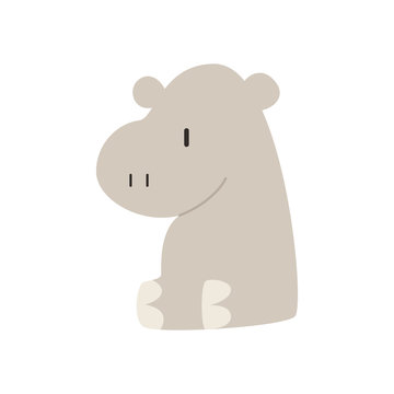 cute hippopotamus animal vector