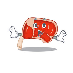 Prime rib mascot design concept having a surprised gesture