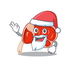 cartoon character of prime rib Santa having cute ok finger
