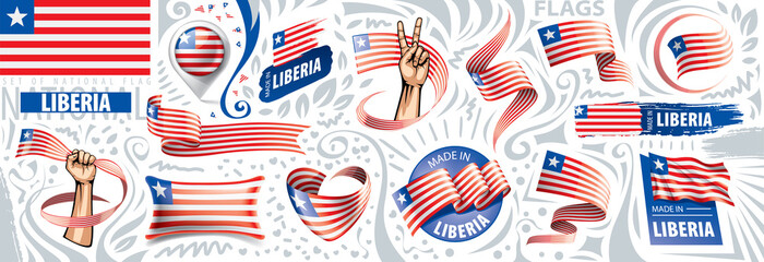 Vector set of the national flag of Liberia in various creative designs