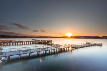 Obraz premium sunset on the city beach in Olsztyn Poland