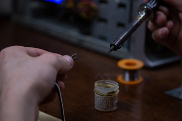 blowtorch, male hands, equipment repair at home