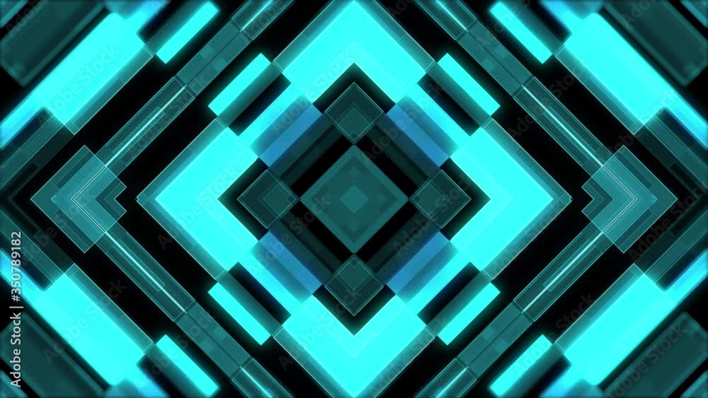 Aufkleber blue neon light abstract visual geometry motion graphic technology digital concept visual vj loop