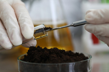 Worker in protective gloves